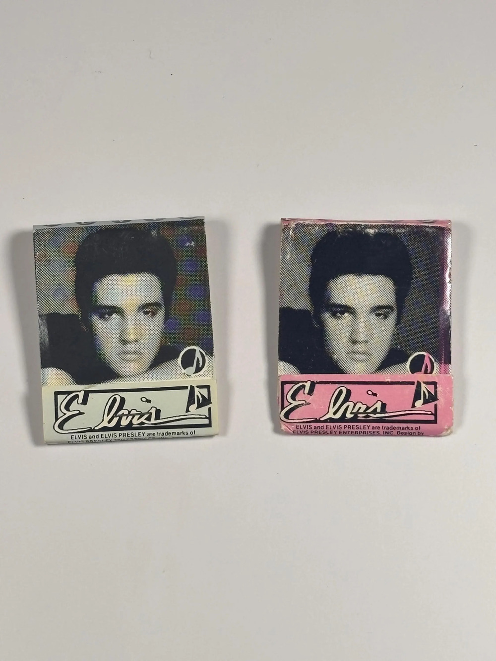 Lot of 2 Vintage 1990 Elvis Presley Cover Matchbooks Purple Blue Green New